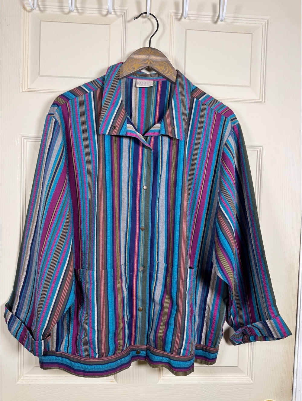 Vintage Koret Striped Button-Up Shirt Jacket